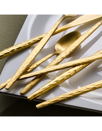 Karaca Callisto 84-Piece Stainless Steel Cutlery Set for 12 People, Gold