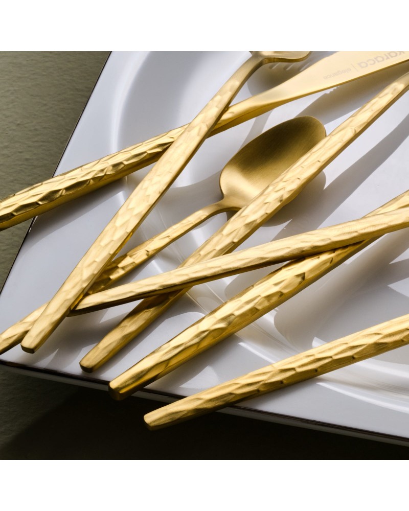 Karaca Callisto 84-Piece Stainless Steel Cutlery Set for 12 People, Gold