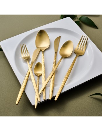 Karaca Callisto 84-Piece Stainless Steel Cutlery Set for 12 People, Gold