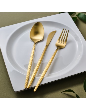 Karaca Callisto 84-Piece Stainless Steel Cutlery Set for 12 People, Gold