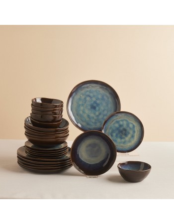 Karaca Leia 24-Piece Reactive Glaze Dinner Set for 6 People, Multi