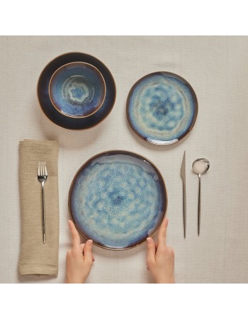 Karaca Leia 24-Piece Reactive Glaze Dinner Set for 6 People, Multi