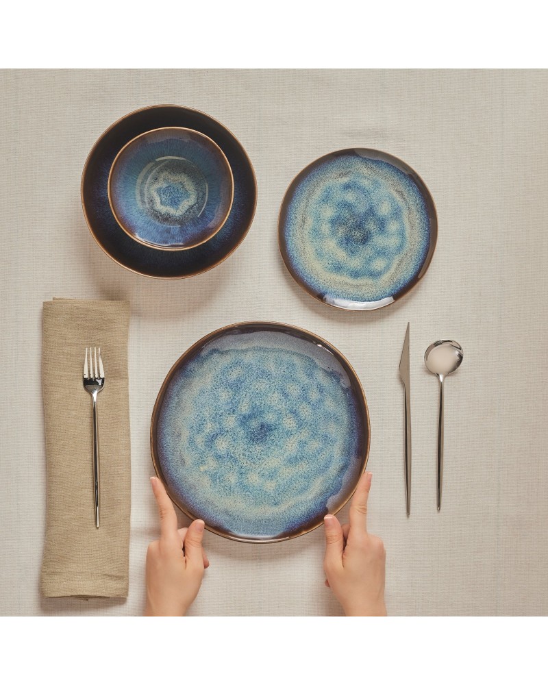 Karaca Leia 24-Piece Reactive Glaze Dinner Set for 6 People, Multi