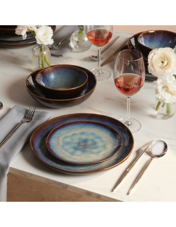 Karaca Leia 24-Piece Reactive Glaze Dinner Set for 6 People, Multi