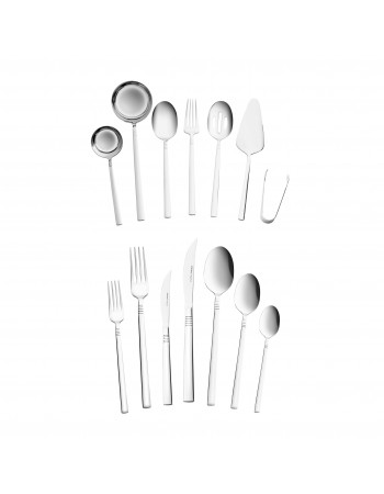Karaca Nil 91-Piece Stainless Steel Cutlery Set for 12 People, with Serving Set, Silver