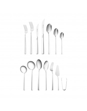 Karaca Nil 91-Piece Stainless Steel Cutlery Set for 12 People, with Serving Set, Silver