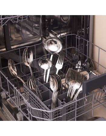 Karaca Nil 91-Piece Stainless Steel Cutlery Set for 12 People, with Serving Set, Silver