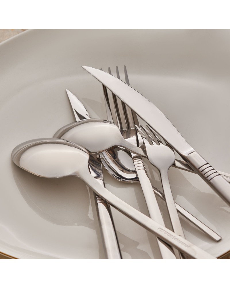 Karaca Nil 91-Piece Stainless Steel Cutlery Set for 12 People, with Serving Set, Silver