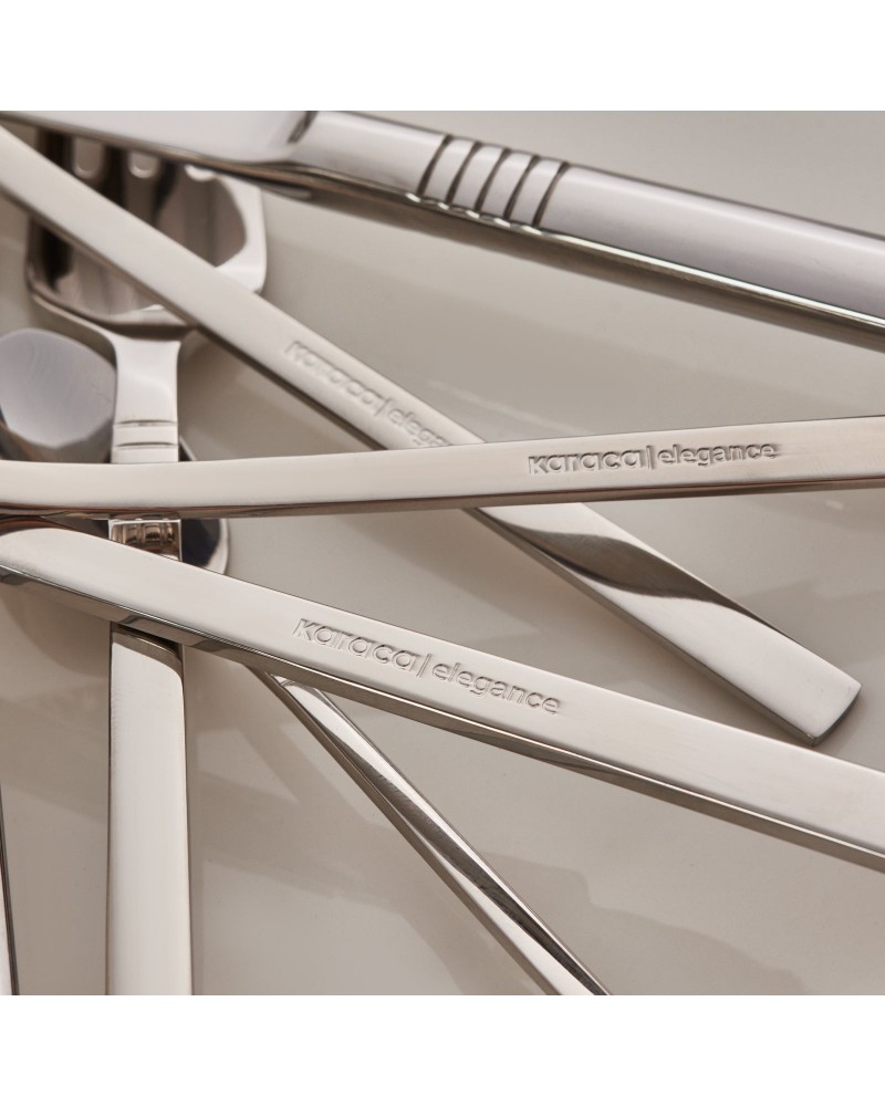 Karaca Nil 91-Piece Stainless Steel Cutlery Set for 12 People, with Serving Set, Silver