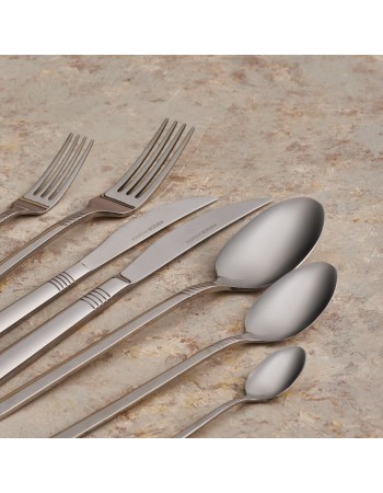 Karaca Nil 91-Piece Stainless Steel Cutlery Set for 12 People, with Serving Set, Silver