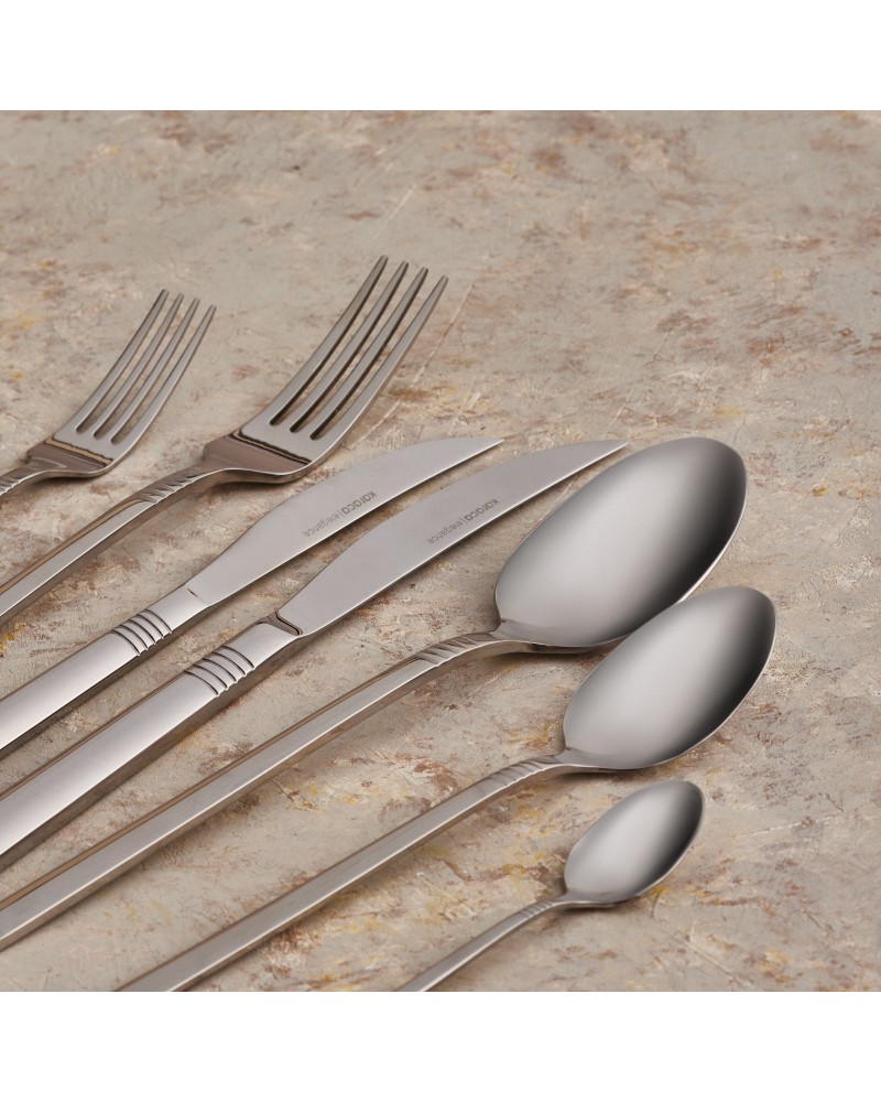 Karaca Nil 91-Piece Stainless Steel Cutlery Set for 12 People, with Serving Set, Silver