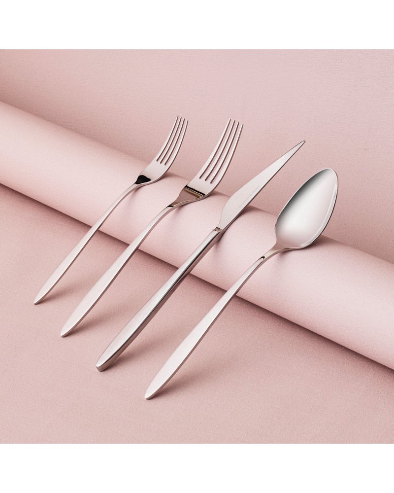 Karaca Nuova Stainless Steel 24-Piece Cutlery Set for 6 People, Silver