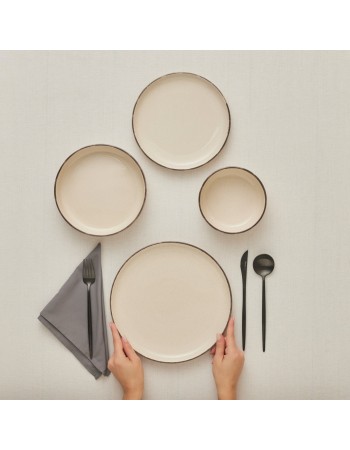 Karaca Monica 24-Piece Stoneware Dinner Set for 6 People, Beige