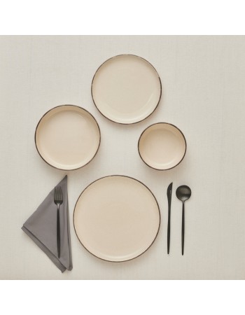 Karaca Monica 24-Piece Stoneware Dinner Set for 6 People, Beige