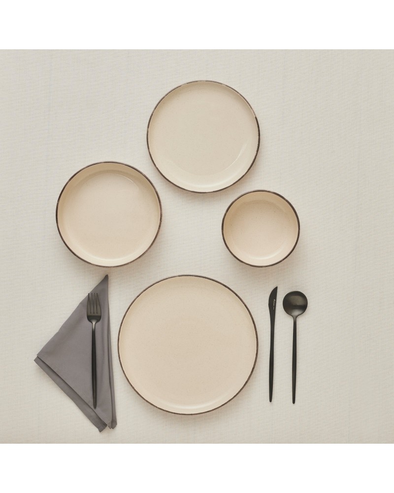 Karaca Monica 24-Piece Stoneware Dinner Set for 6 People, Beige