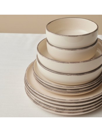 Karaca Monica 24-Piece Stoneware Dinner Set for 6 People, Beige