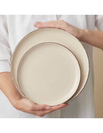 Karaca Monica 24-Piece Stoneware Dinner Set for 6 People, Beige