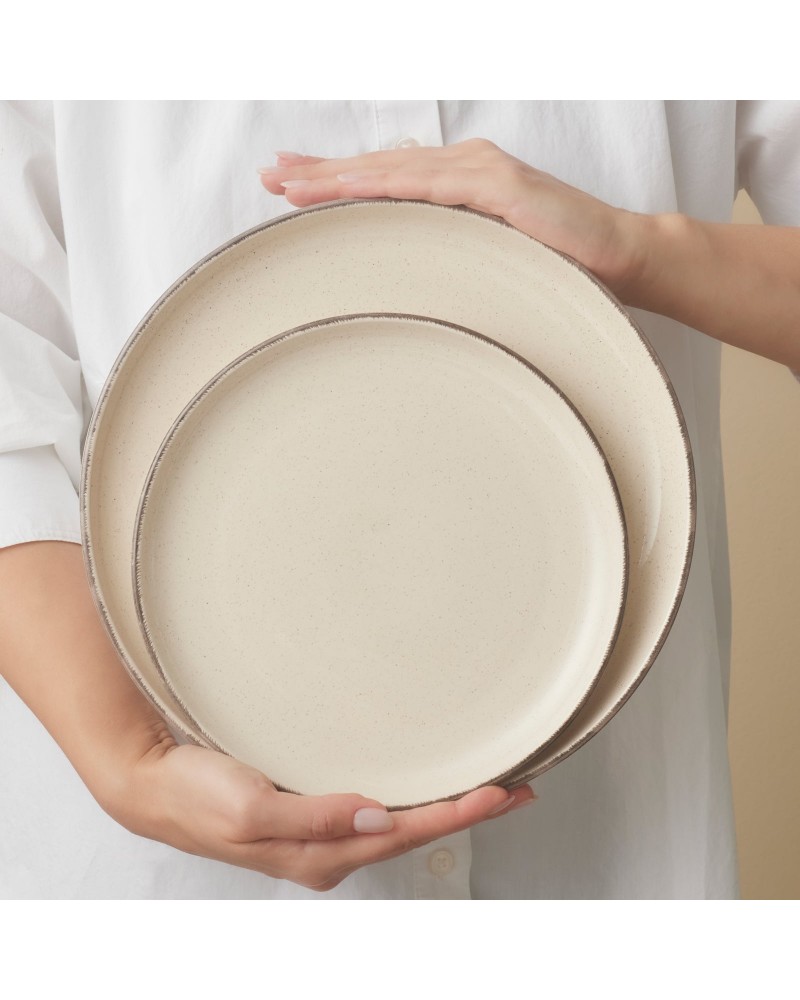 Karaca Monica 24-Piece Stoneware Dinner Set for 6 People, Beige