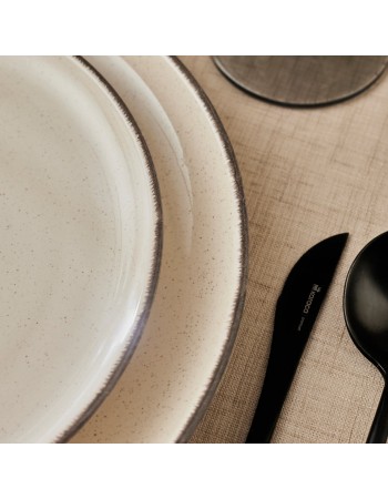 Karaca Monica 24-Piece Stoneware Dinner Set for 6 People, Beige