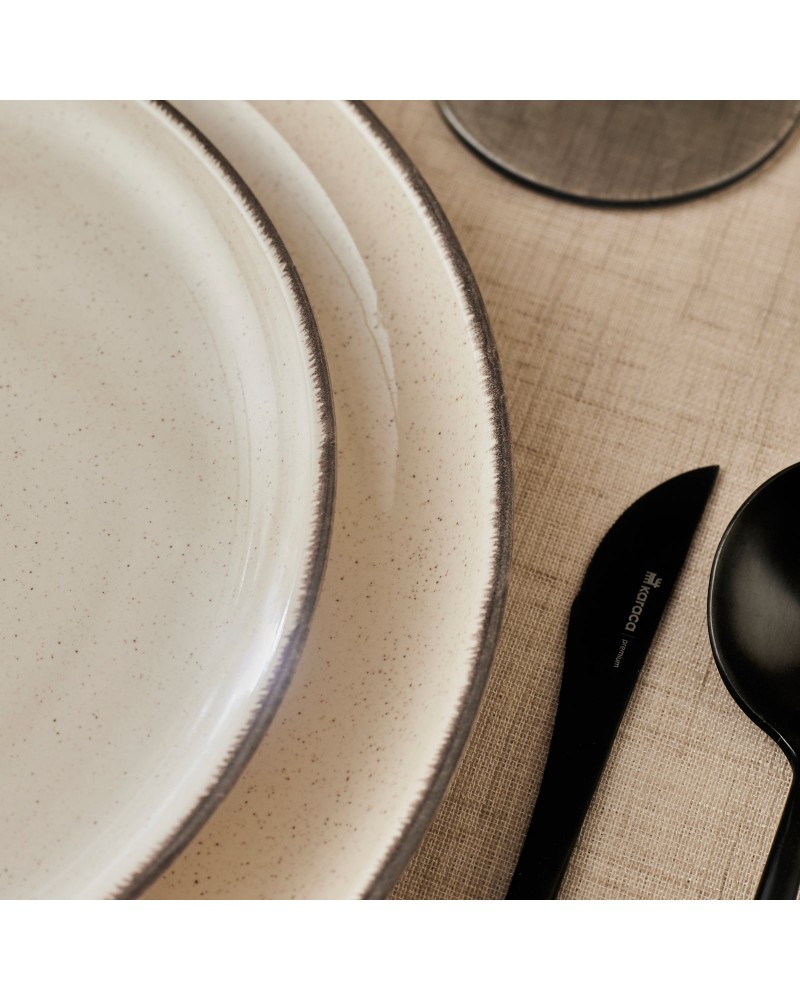 Karaca Monica 24-Piece Stoneware Dinner Set for 6 People, Beige