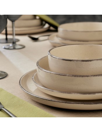 Karaca Monica 24-Piece Stoneware Dinner Set for 6 People, Beige