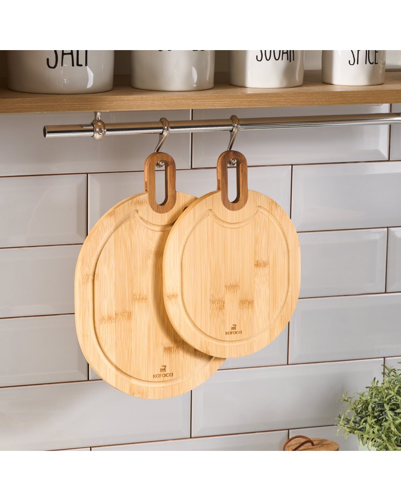 Karaca Ovelcut 2-Piece Bamboo Chopping Board Set, Wood