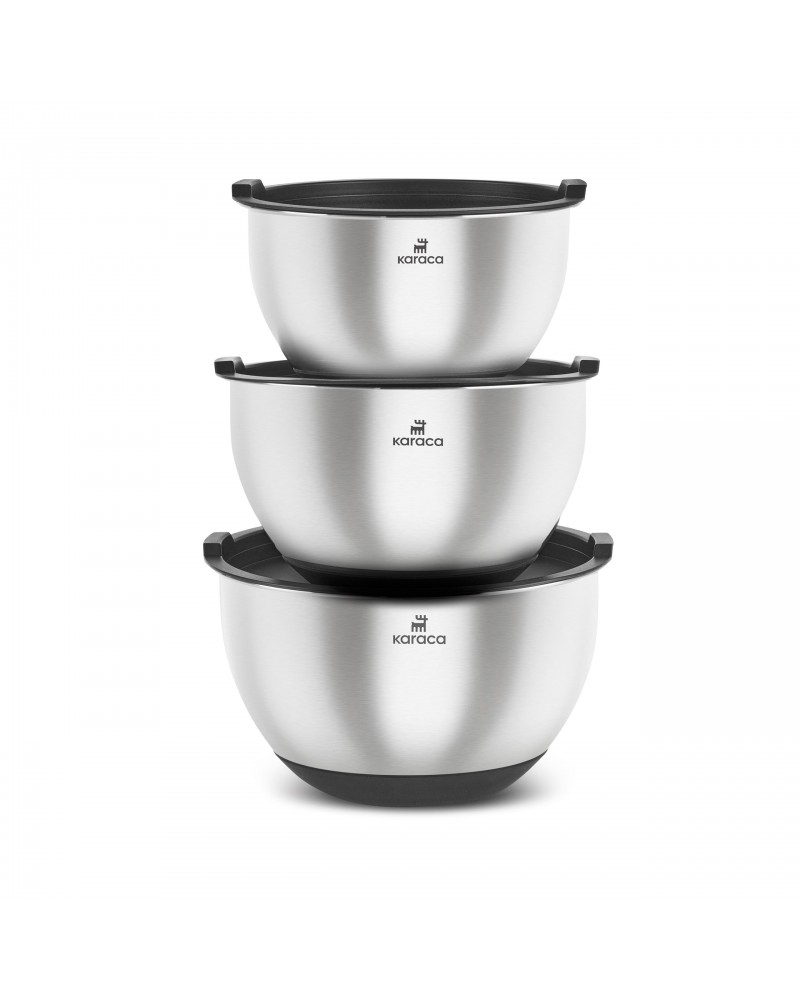 Karaca Blendbox 3-Piece Mixing and Storage Container, Inox