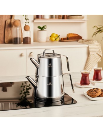 Karaca Steelina Stainless Steel Teapot Set, XL, Inox