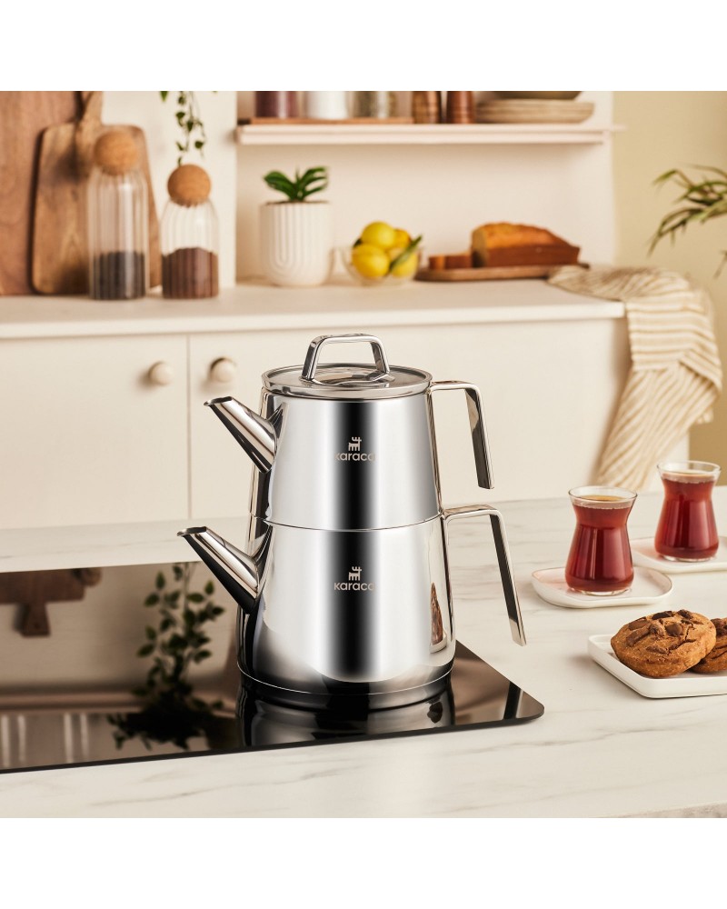 Karaca Steelina Stainless Steel Teapot Set, XL, Inox Karaca Steelina Stainless Steel Teapot Set, XL, Inox