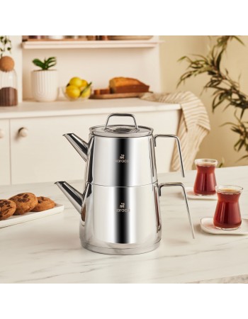 Karaca Steelina Stainless Steel Teapot Set, XL, Inox
