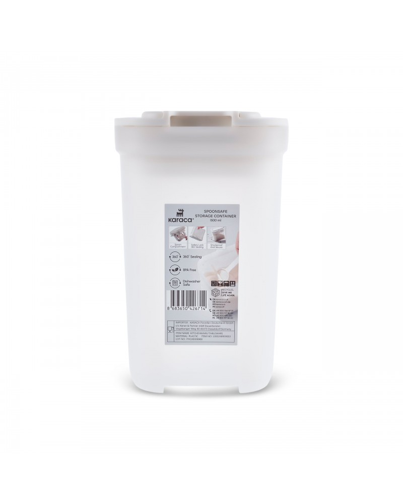 Karaca Spoonsafe Storage Container with Spoon, 1500ml, White