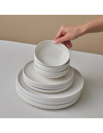 Karaca Stream Bone China Saturn 12-Piece Dinner Set for 4 People, White