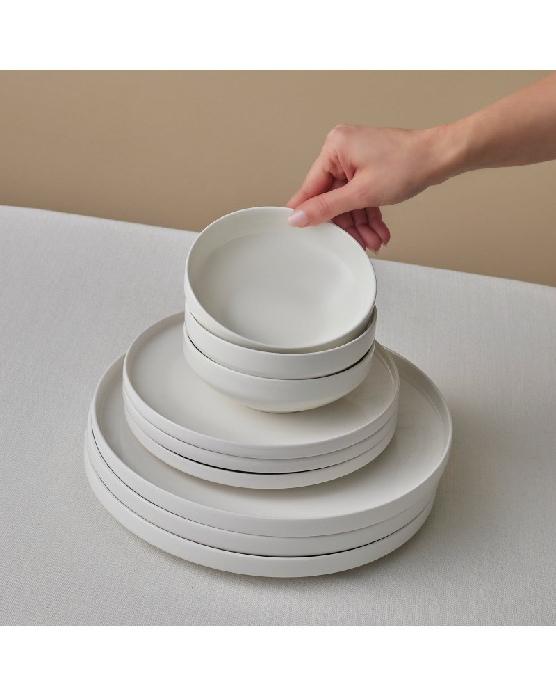 Karaca Stream Bone China Saturn 12-Piece Dinner Set for 4 People, White