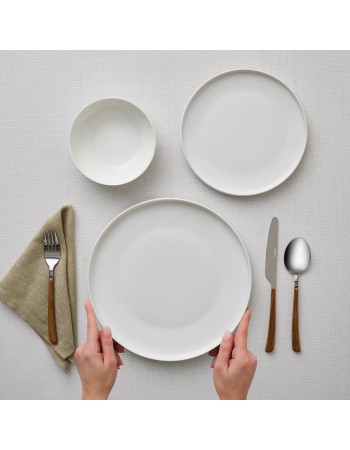 Karaca Stream Bone China Saturn 12-Piece Dinner Set for 4 People, White