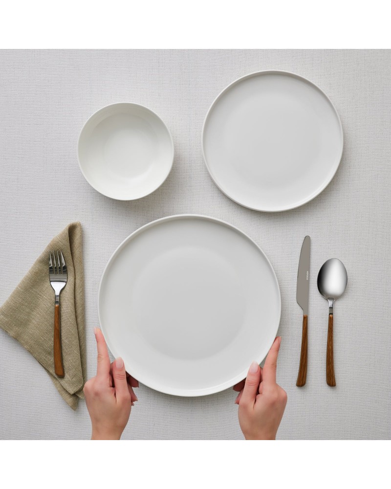 Karaca Stream Bone China Saturn 12-Piece Dinner Set for 4 People, White