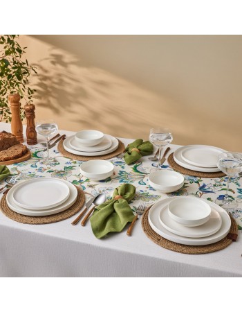 Karaca Stream Bone China Saturn 12-Piece Dinner Set for 4 People, White