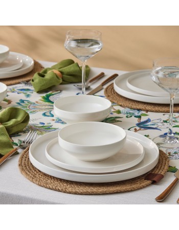 Karaca Stream Bone China Saturn 12-Piece Dinner Set for 4 People, White