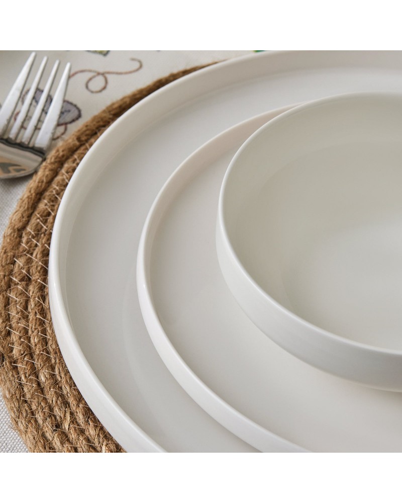 Karaca Stream Bone China Saturn 12-Piece Dinner Set for 4 People, White
