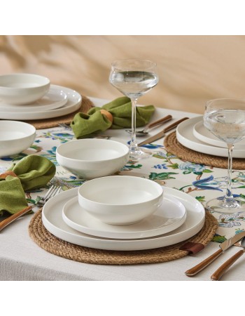 Karaca Stream Bone China Saturn 12-Piece Dinner Set for 4 People, White