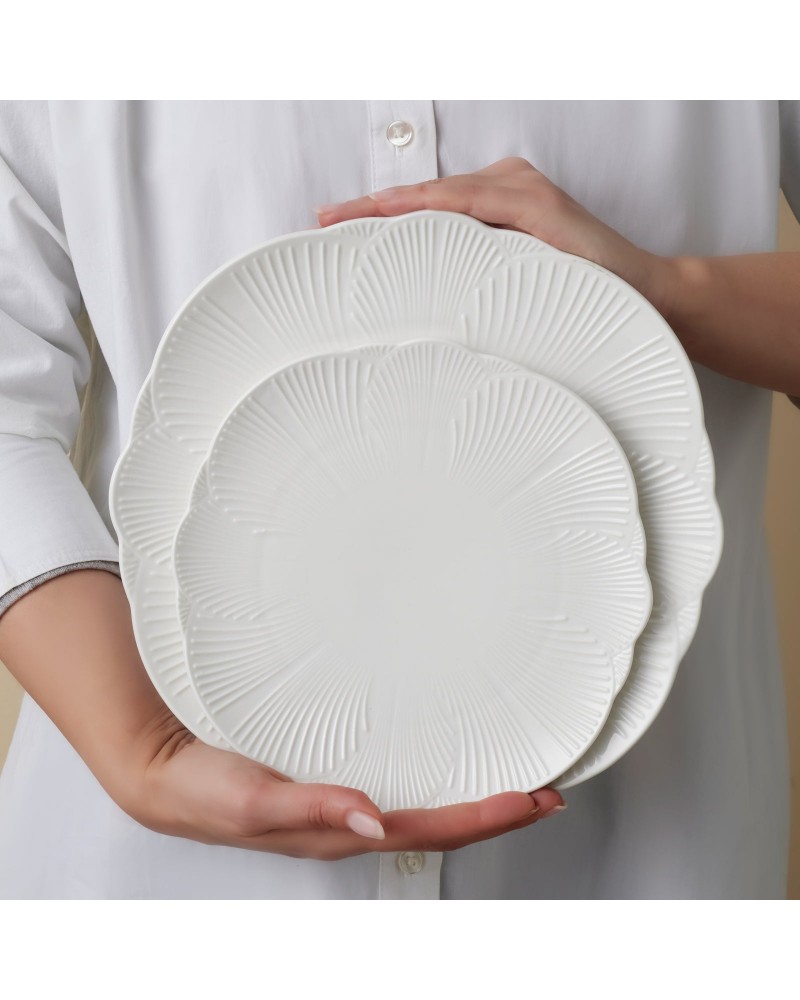 Karaca Bloom 24-Piece Bone China Dinner Set for 6 People, White Karaca Bloom 24-Piece Bone China Dinner Set for 6 People, White