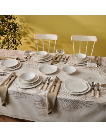 Karaca Bloom 24-Piece Bone China Dinner Set for 6 People, White