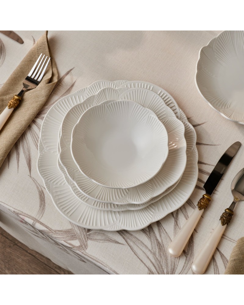 Karaca Bloom 24-Piece Bone China Dinner Set for 6 People, White Karaca Bloom 24-Piece Bone China Dinner Set for 6 People, White