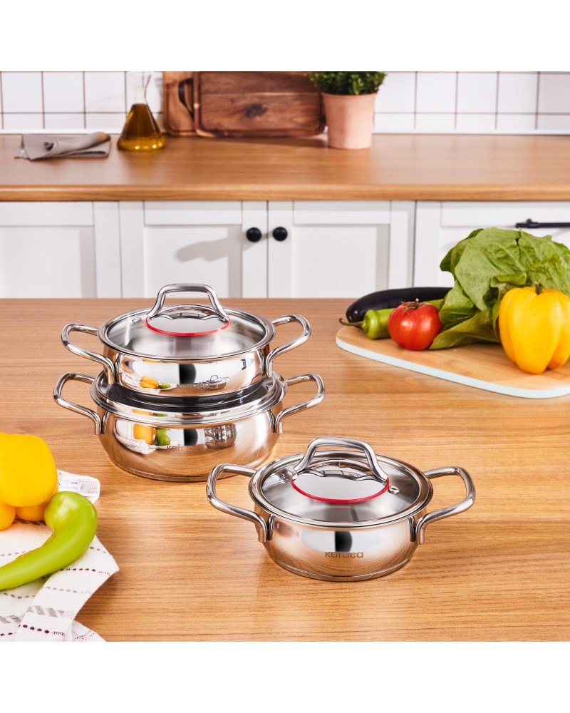 Karaca Emirgan 6 Piece Stainless Steel Induction Shallow Pot Set