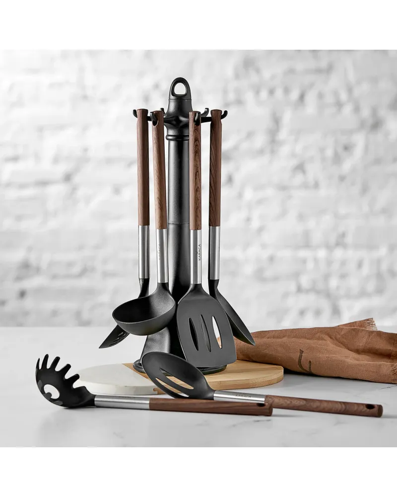 Karaca North Star 6 Piece Kitchen Utensil Set with Stand, Multi