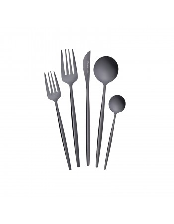 Karaca Orion 30-Piece Stainless Steel Cutlery Set for 6 People, Shiny Black