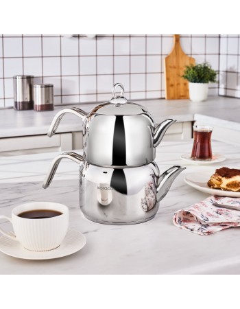 Karaca Manes Stainless Steel Induction Teapot Set, Medium, Metal Karaca Manes Stainless Steel Induction Teapot Set, Medium, Metal