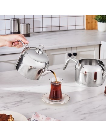 Karaca Manes Stainless Steel Induction Teapot Set, Medium, Metal Karaca Manes Stainless Steel Induction Teapot Set, Medium, Metal