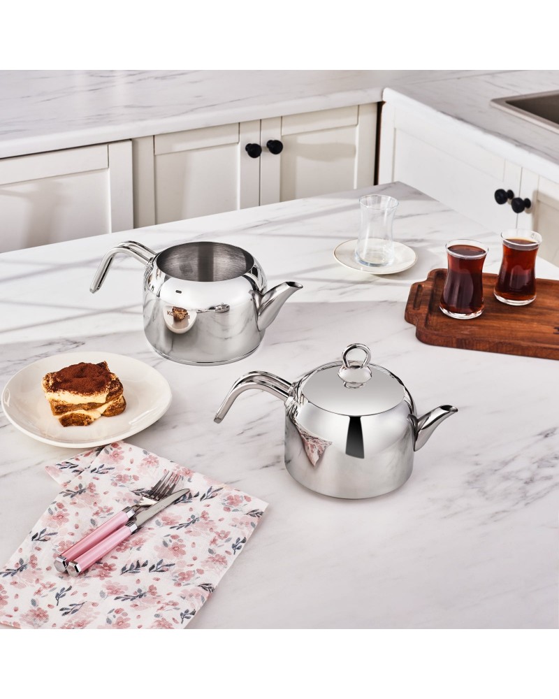 Karaca Manes Stainless Steel Induction Teapot Set, Medium, Metal Karaca Manes Stainless Steel Induction Teapot Set, Medium, Metal
