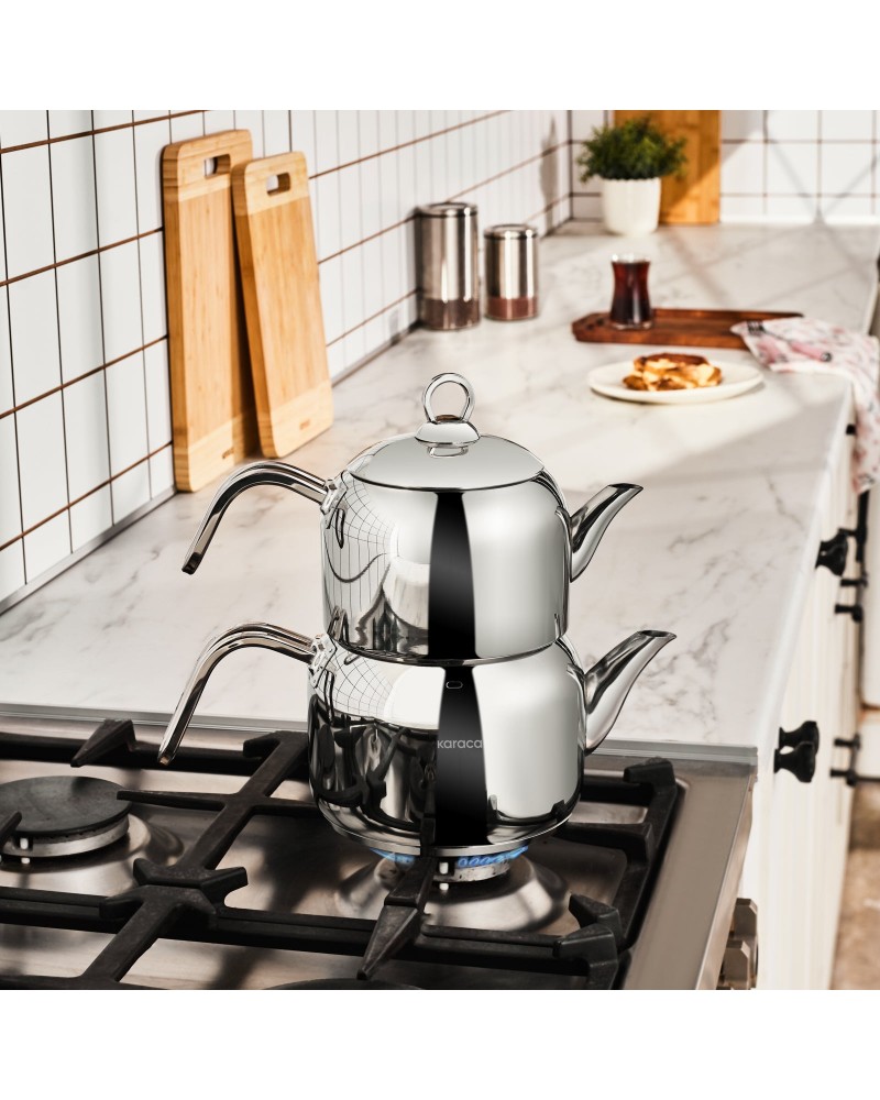 Karaca Manes Stainless Steel Induction Teapot Set, Medium, Metal Karaca Manes Stainless Steel Induction Teapot Set, Medium, Metal