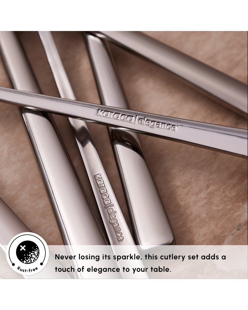 Karaca Serena 84-Piece Stainless Steel Cutlery Set for 12 People, Silver